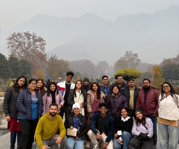 trip captain with the group in Kashmir